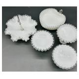 Vintage Fenton Silver Crest Glass Ruffled Edge Dishes - QTY 5