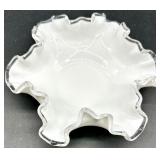 Vintage Fenton Milk Glass Silver Crest