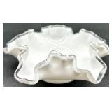 Vintage Fenton Milk Glass Silver Crest