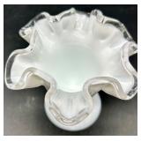 Vintage Fenton Milk Glass Silver Crest
