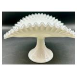 Vintage Fenton Banana Boat Bowl & Candlesticks - Silver Crest Glass