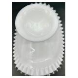 Vintage Fenton Banana Boat Bowl & Candlesticks - Silver Crest Glass