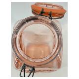 Pink Depression Glass Jars with Grapes Embossed Pattern & Clamp-Lid Closures