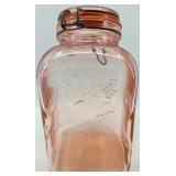 Pink Depression Glass Jars with Grapes Embossed Pattern & Clamp-Lid Closures