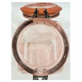 Pink Depression Glass Jars with Grapes Embossed Pattern & Clamp-Lid Closures