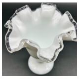 Vintage Fenton Silver Crest Glass - Two Vases and Bon Bon Dish/Bowl