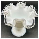 Vintage Fenton Silver Crest Glass - Two Vases and Bon Bon Dish/Bowl