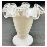 Vintage Fenton Silver Crest Glass - Two Vases and Bon Bon Dish/Bowl