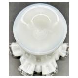 Vintage Fenton Silver Crest Glass - Two Vases and Bon Bon Dish/Bowl