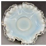 Vintage Fenton Silver Crest Glass - Two Vases and Bon Bon Dish/Bowl