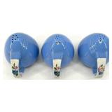 Vintage Hall's Rose Pattern Blue Kitchenware - Shakers, Covered Dish, Creamers and Teapot