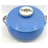 Vintage Hall's Rose Pattern Blue Kitchenware Pots - Made in USA