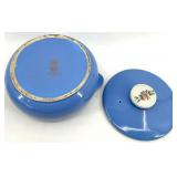 Vintage Hall's Rose Pattern Blue Kitchenware Pots - Made in USA