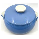 Vintage Hall's Rose Pattern Blue Kitchenware Pots - Made in USA