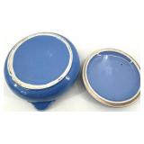 Vintage Hall's Rose Pattern Blue Kitchenware Pots - Made in USA