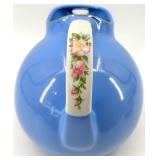 Hall's Rose Parade 1259 Blue Ceramic Pitcher Set - 6-Piece, Made in USA