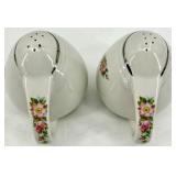 Vintage Hall's Rose Pattern Ceramic Pitcher & Salt Shaker Set - Made in USA