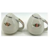 Vintage Hall's Rose Pattern Ceramic Pitcher & Salt Shaker Set - Made in USA