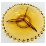 Vintage Cambridge Console Bowl and Amber Czech Candlewick Divided Relish Dish