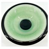 Indiana Glass Vintage Art Deco Green Candlesticks & Compote Bowl