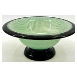 Indiana Glass Vintage Art Deco Green Candlesticks & Compote Bowl