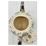 Vintage Teapots Pair - Black Gold Gilded Teapot & Ivory Cream Teapot