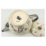 Vintage Teapots Pair - Black Gold Gilded Teapot & Ivory Cream Teapot