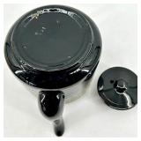 Vintage Teapots Pair - Black Gold Gilded Teapot & Ivory Cream Teapot