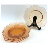 Vintage Amber Jeanette Swan Powder Jar, Candle holders and plates