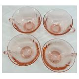Vintage Pink Depression Glassware Set - Cups & Saucers, Bowls, Plates & Goblets