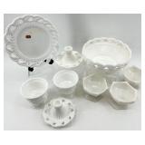 Vintage Fostoria Wistar with White Braided Rim including Serving Plate, Bowl and More