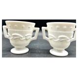 Vintage Fostoria Wistar Milk Glass Compotes, Sugar, Creamer, and More