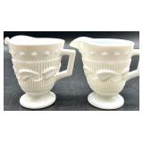 Vintage Fostoria Wistar Milk Glass Compotes, Sugar, Creamer, and More