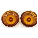 Amber Glass Starburst Edge Dishes & Candlesticks Set - 8-Piece Amber Glass including Indiana