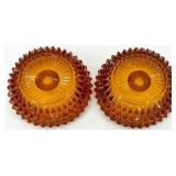 Amber Glass Starburst Edge Dishes & Candlesticks Set - 8-Piece Amber Glass including Indiana