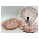 Vintage Pink Depression Glass Serving Peices