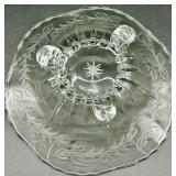 Vintage Crystal Glass Centerpiece Set including Heisey - 3-Piece Footed Dishes with Leaf & Crown Etching