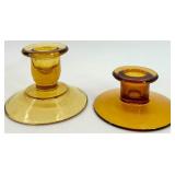Vintage Assorted Amber Glass Candlesticks - 4 Pair