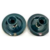 Assorted Vintage Hall China including 461 Teal Creamer and Candle Holders - Made in USA