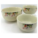 Vintage Hall's Mixing Floral Bowls - 3-Piece Set - Made in U.S.A.
