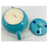 Vintage Cronin Pottery - Blue Tulip Pattern 3-Piece Set: Pitcher, Creamer & Lidded Sugar Bowl