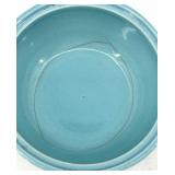 Vintage Cronin Pottery Blue Tulip Pattern Turquoise Lidded Pot Set