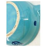 Vintage Cronin Pottery Blue Tulip Pattern Turquoise Lidded Pot Set