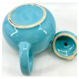 Vintage Mid Century Cronin Pottery - Blue Tulip Pattern - Teapot with Lid, Creamer & Sugar, Divided Dish