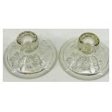 Vintage Jeanette Daisy Pattern Clear Glass Bowls and Candlestick Holders