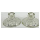 Vintage Jeanette Daisy Pattern Clear Glass Bowls and Candlestick Holders