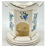 Vintage Castle Japan Blue Rose Teapot & Warmer Set with Lid - Floral Porcelain