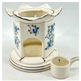 Vintage Castle Japan Blue Rose Teapot & Warmer Set with Lid - Floral Porcelain