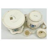 Vintage Castle Japan Blue Rose Teapot & Warmer Set with Lid - Floral Porcelain