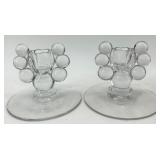 10 Vintage Glass Candlestick Holders